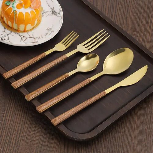 Load image into Gallery viewer, Wooden Handle Cutlery Set
